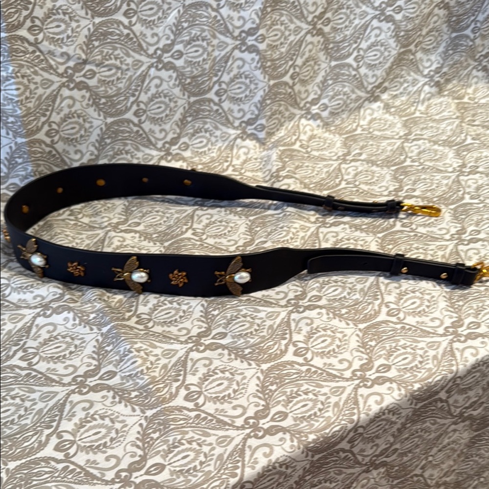 Elegant Black and Gold Embellished Shoulder Strap